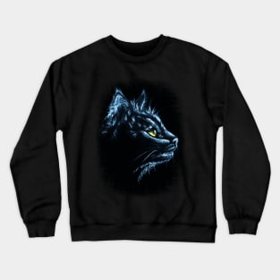 Black Cat Portrait White Charcoal Art Crewneck Sweatshirt